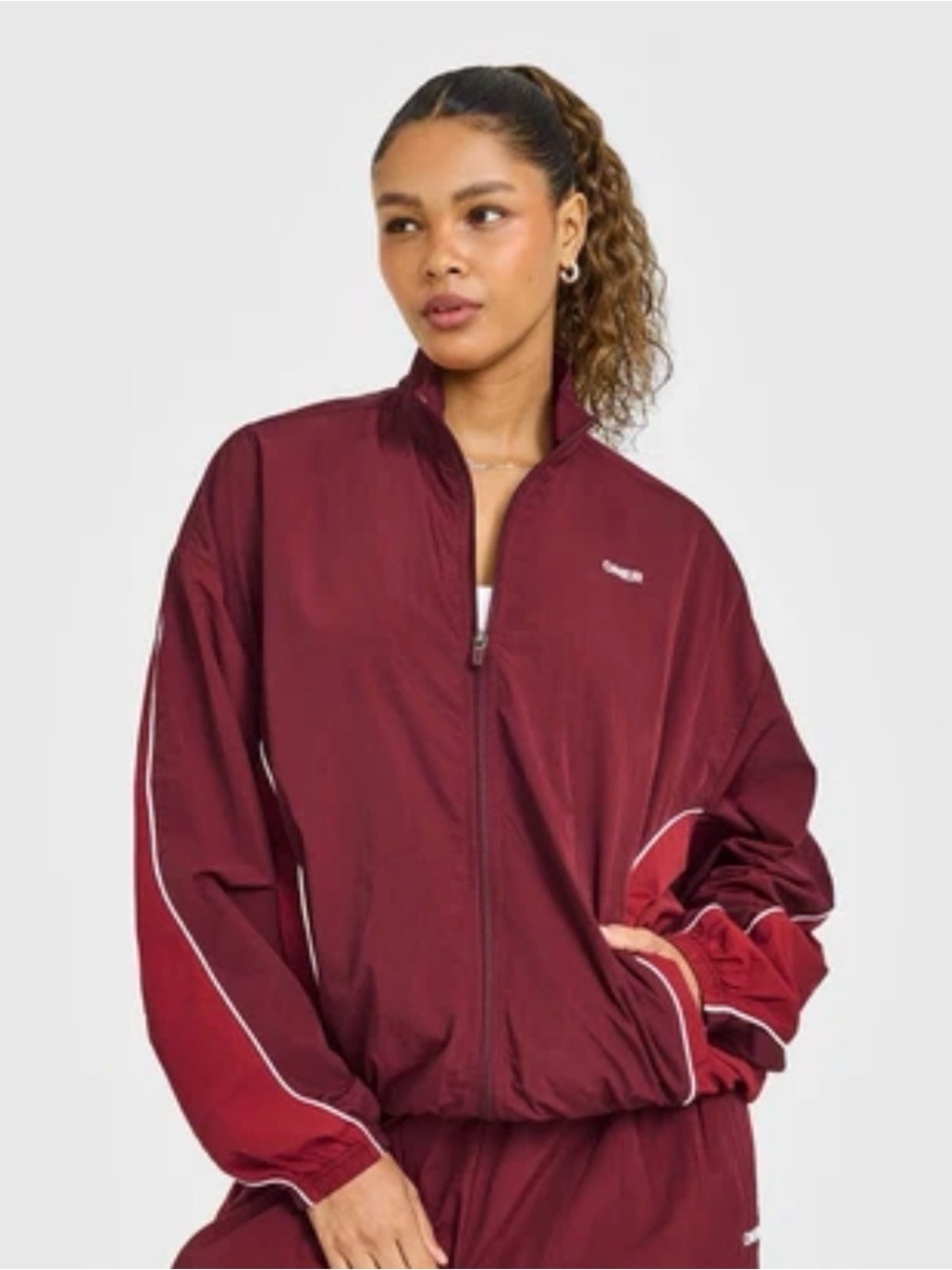 Oner Active Burgundy Zip-Front Bomber Jacket